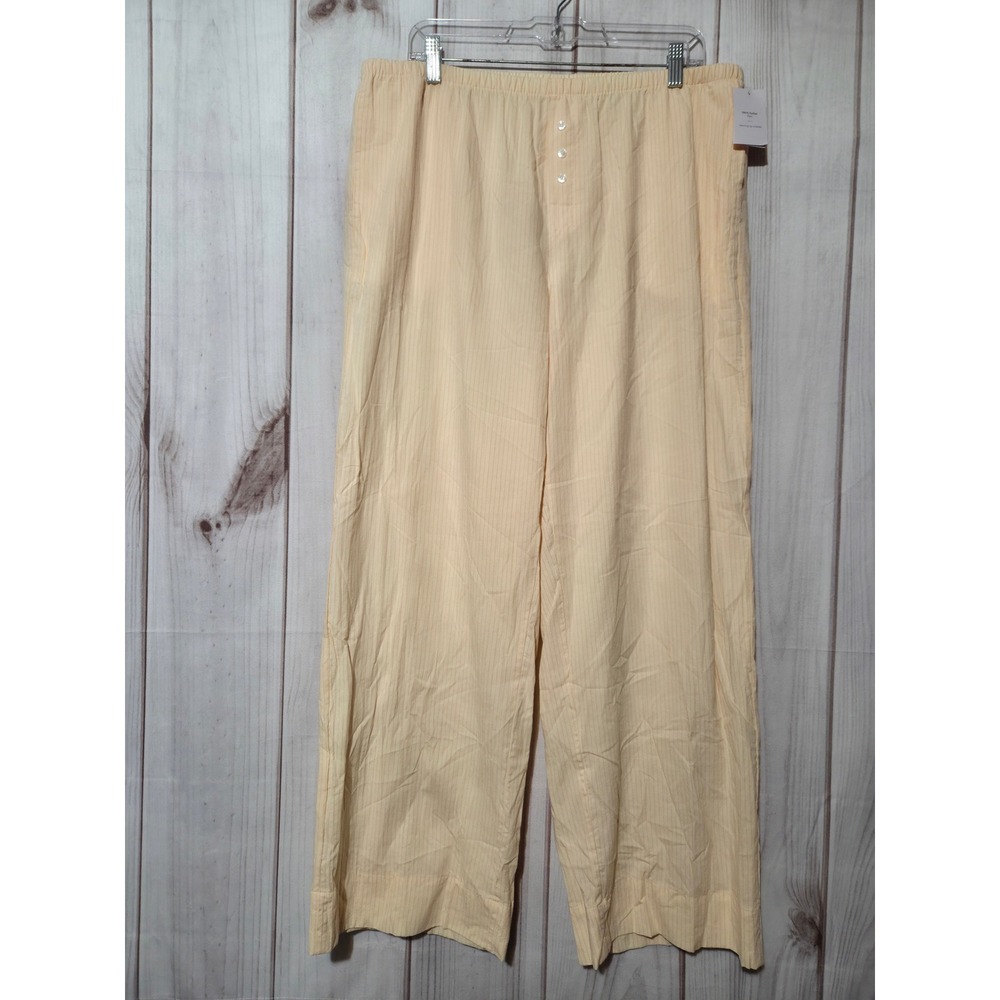 Auden Womens Yellow Pinstripe 100% Cotton Pajama Pants Sleep Bottoms Large‎ NWT